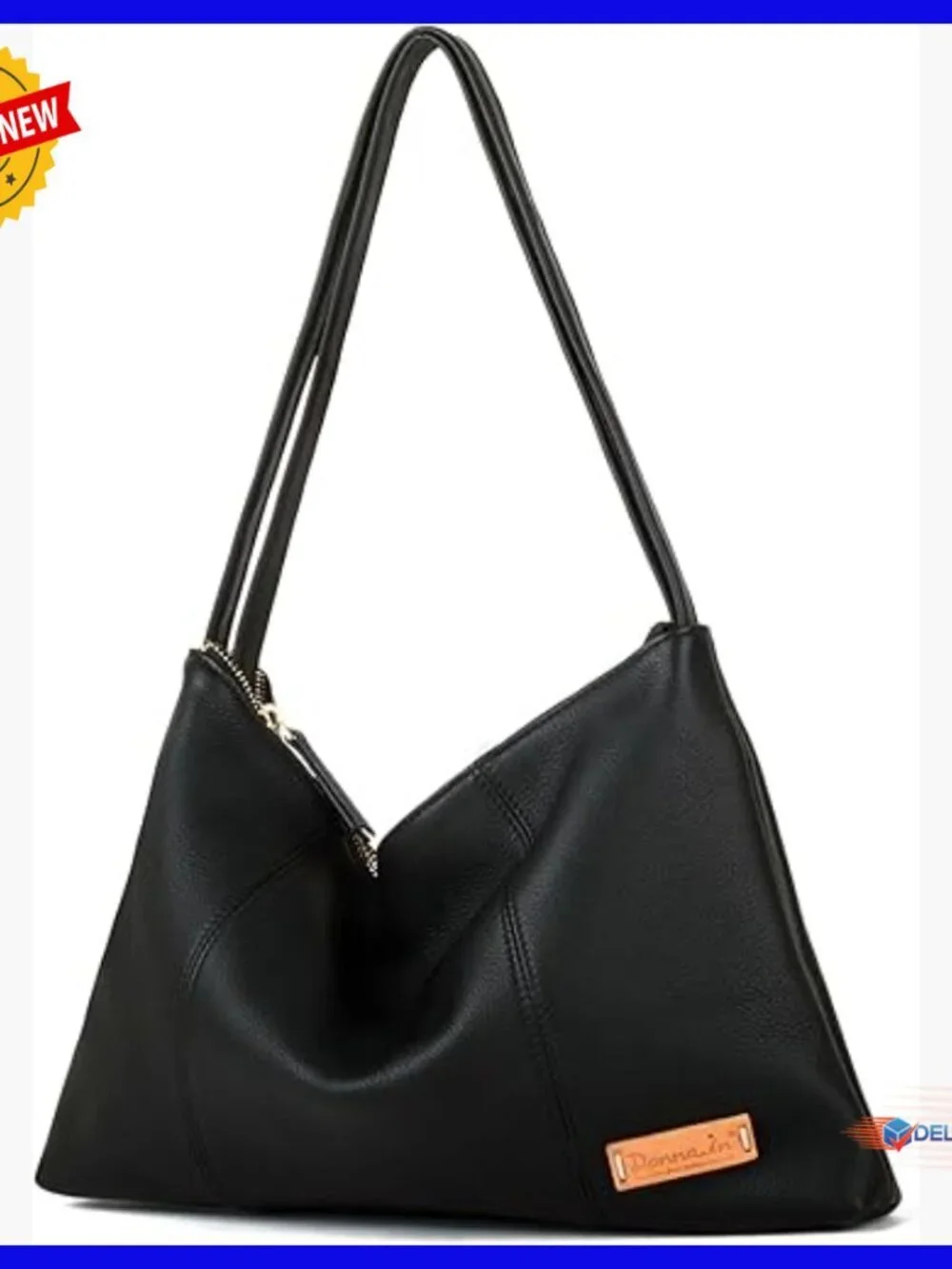 Full Grain Leather Hobo Crossbody Bag, Adjustable Strap, 3 Pockets, Minimalist